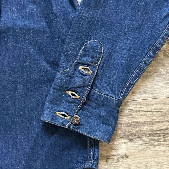 Vintage 70s Ralph Lauren Western Wear Denim Bib Button Shirt Size 12 RARE! - Picture 2 of 9